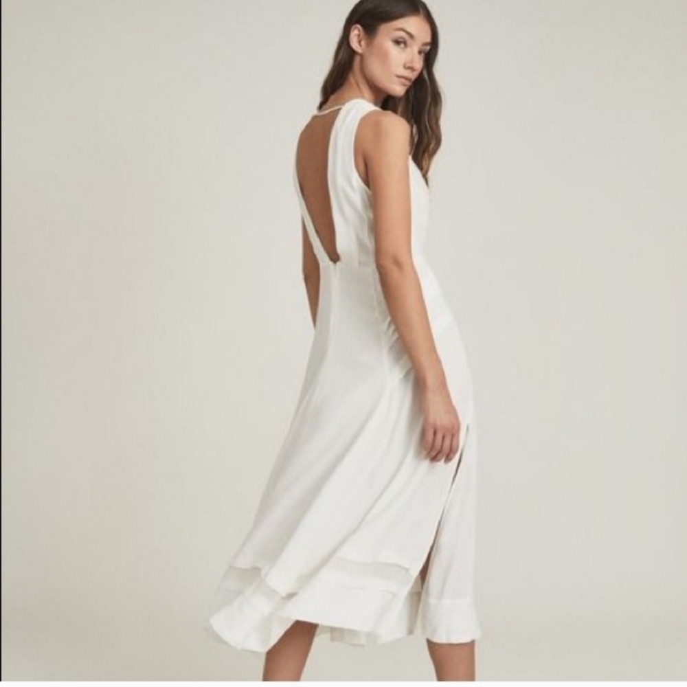 Reiss Marcella white split front sleeveless midi dress - Picture 4 of 16